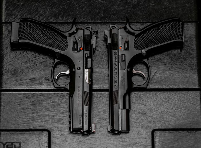 Two flawless CZ USA firearms.  Left: CZ 75 SP-01 Shadow  Right: CZ 75 Shadow