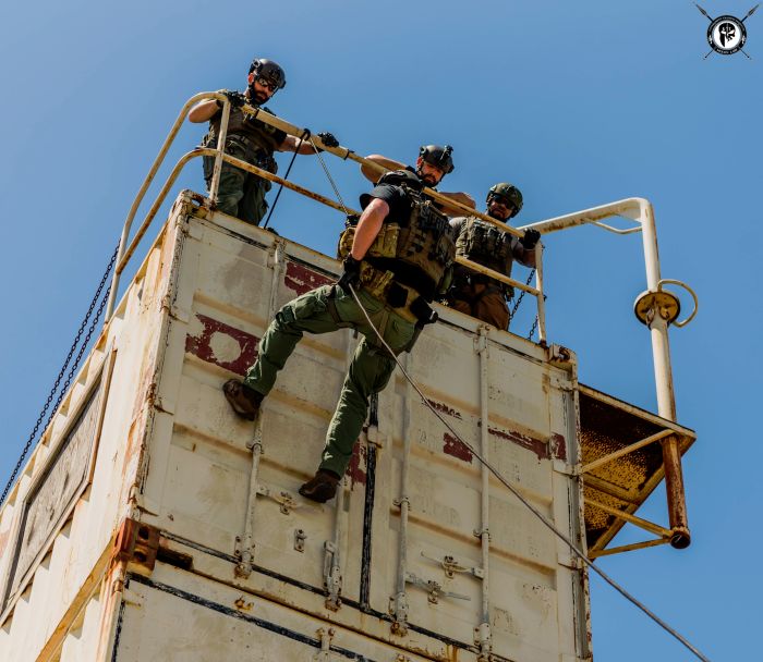Students rappelling from our Rappel & Fast Rope Tower during our TYPE I Advanced SWAT Course.