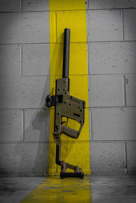 A Kriss Vector Carbine hanging out on the range waiting to be fed.