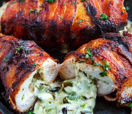 Bacon Wrapped Jalapeno and Cheese Stuffed Chicken