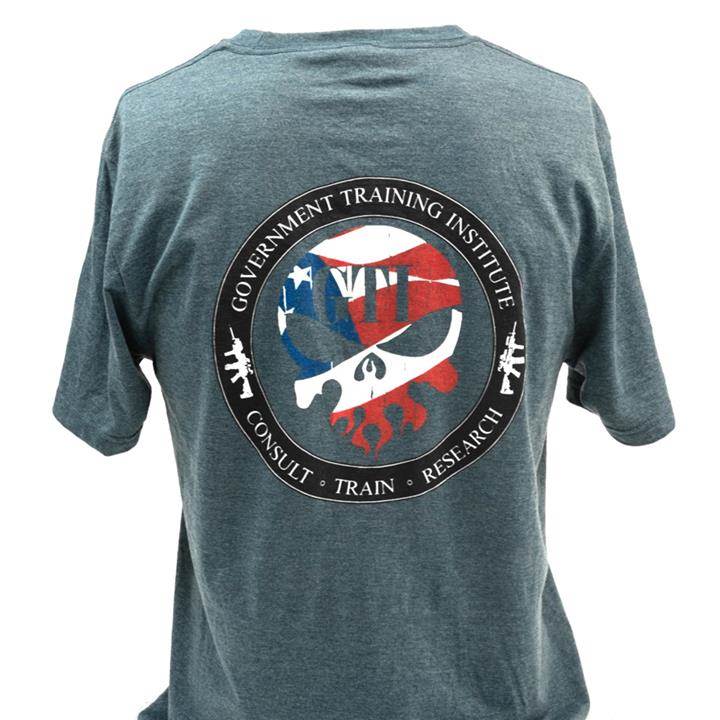 Tee GTI Corporate Logo and US Flag Navy - Government Training Institute