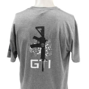 T Shirt Gray GTI Skull GTI Rifle Blue Line Flag Back