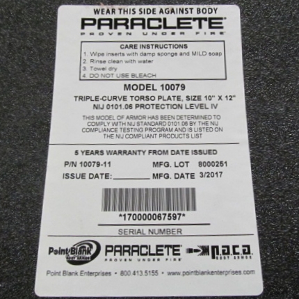 Paraclete Plate Label 2